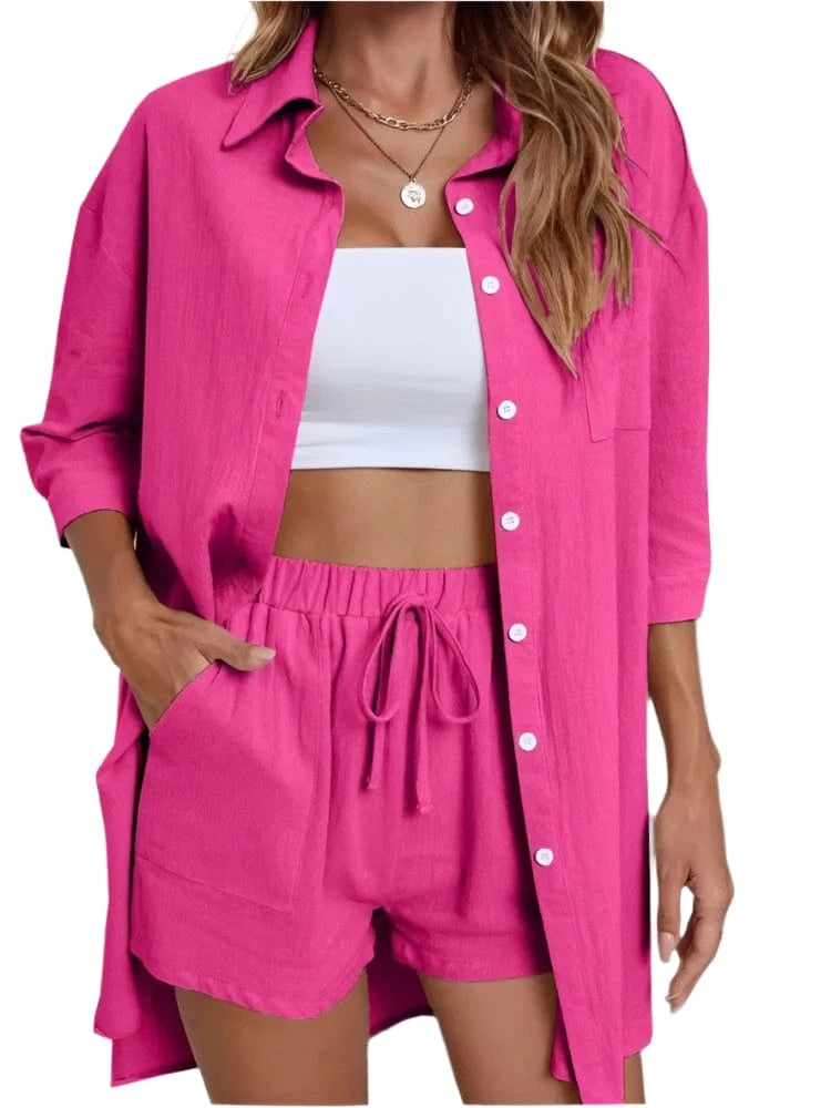 GarbPlanet Rose Red / S Women's Casual 2 Piece Set