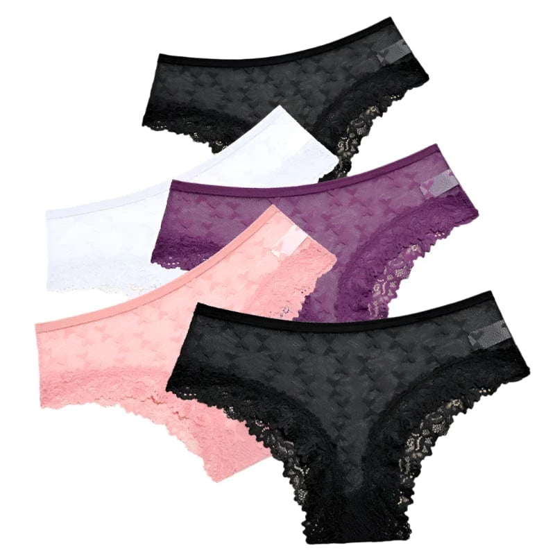 GarbPlanet Set 4 / S Women's 5 Piece Set Perspective Lace Underwear