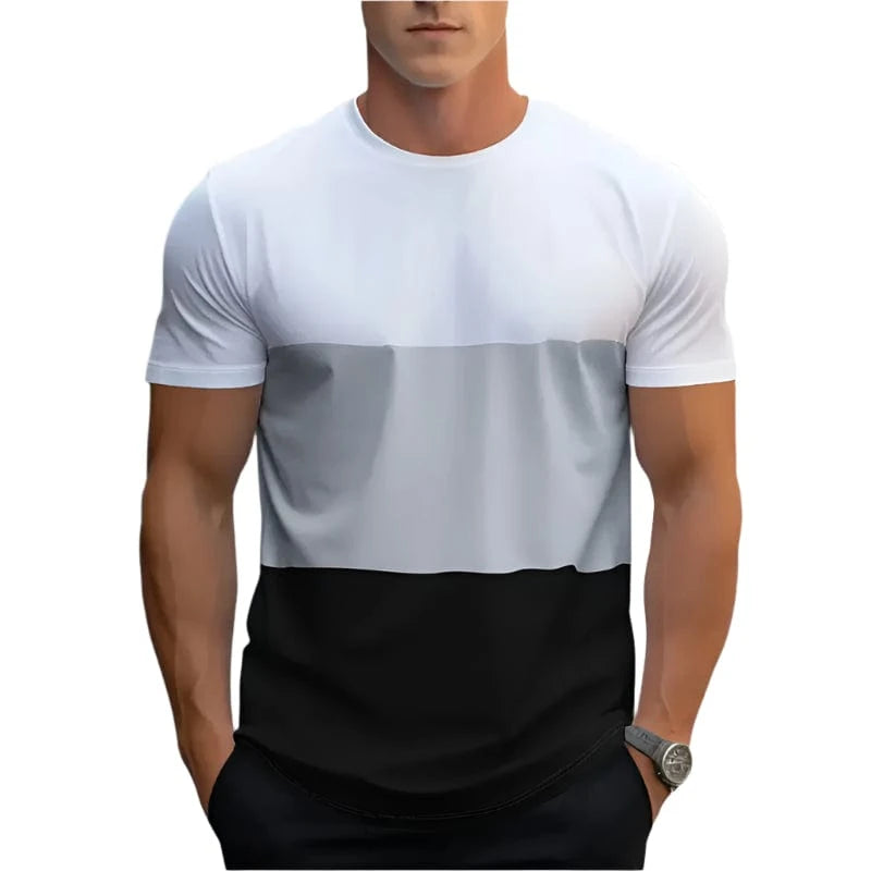 GarbPlanet SEVEN / XS Men's Round Neck Colour Block T-Shirt