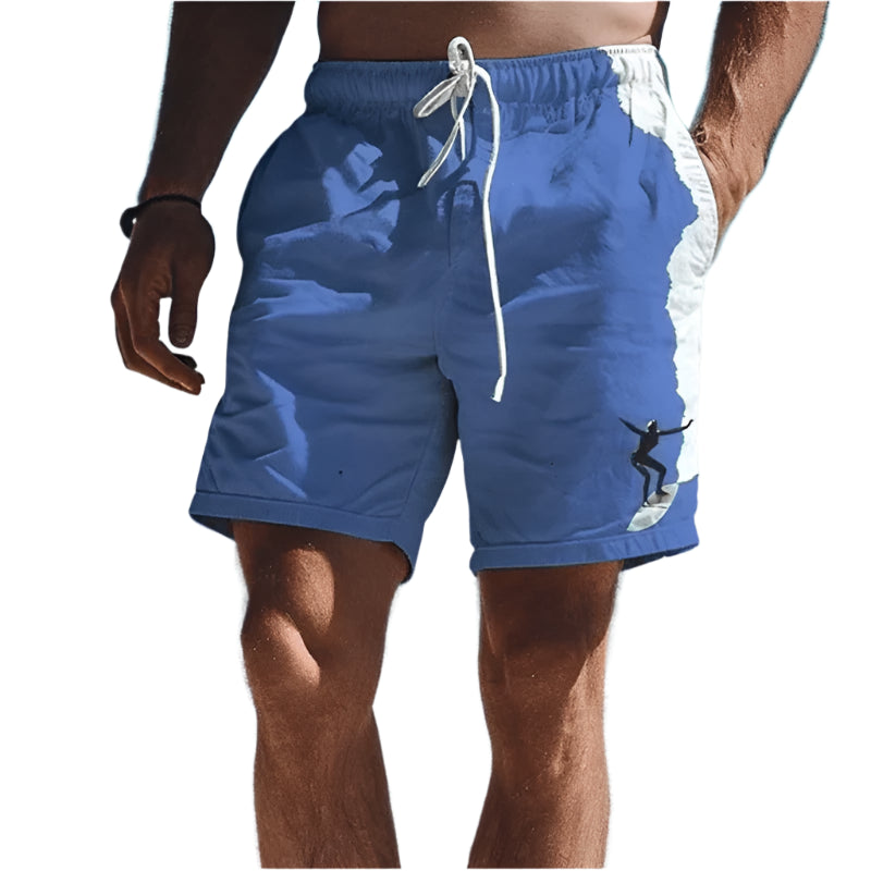 GarbPlanet Shorts-ZFA17535 / L Simple Surfer Pattern Board Shorts Fashion Trend Surfing Enthusiasts 3D Printed Beach Short Casual Oversized Swim Trunks For Men