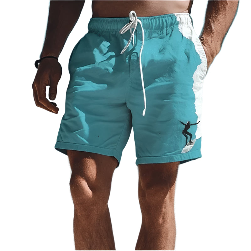 GarbPlanet Shorts-ZFA17536 / S Simple Surfer Pattern Board Shorts Fashion Trend Surfing Enthusiasts 3D Printed Beach Short Casual Oversized Swim Trunks For Men