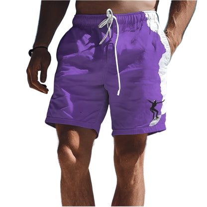 GarbPlanet Shorts-ZFA17539 / L Simple Surfer Pattern Board Shorts Fashion Trend Surfing Enthusiasts 3D Printed Beach Short Casual Oversized Swim Trunks For Men