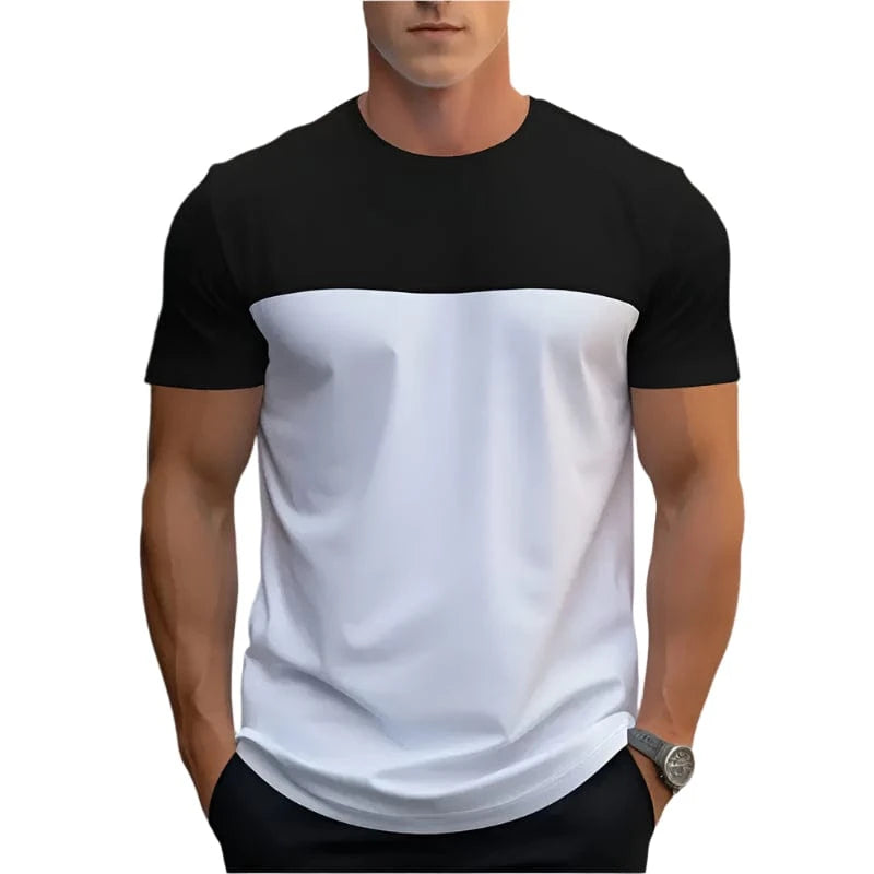 GarbPlanet SIX / XS Men's Round Neck Colour Block T-Shirt