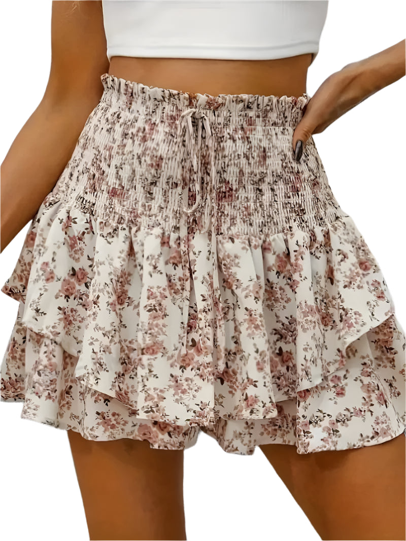 GarbPlanet Small floral fashion women's wide-leg shorts hanging Joker casual pants.