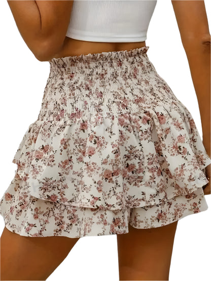 GarbPlanet Small floral fashion women's wide-leg shorts hanging Joker casual pants.