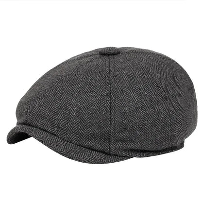 GarbPlanet Stripe Dark grey Men's Vintage Retro Tweed Peaky Blinders Hats