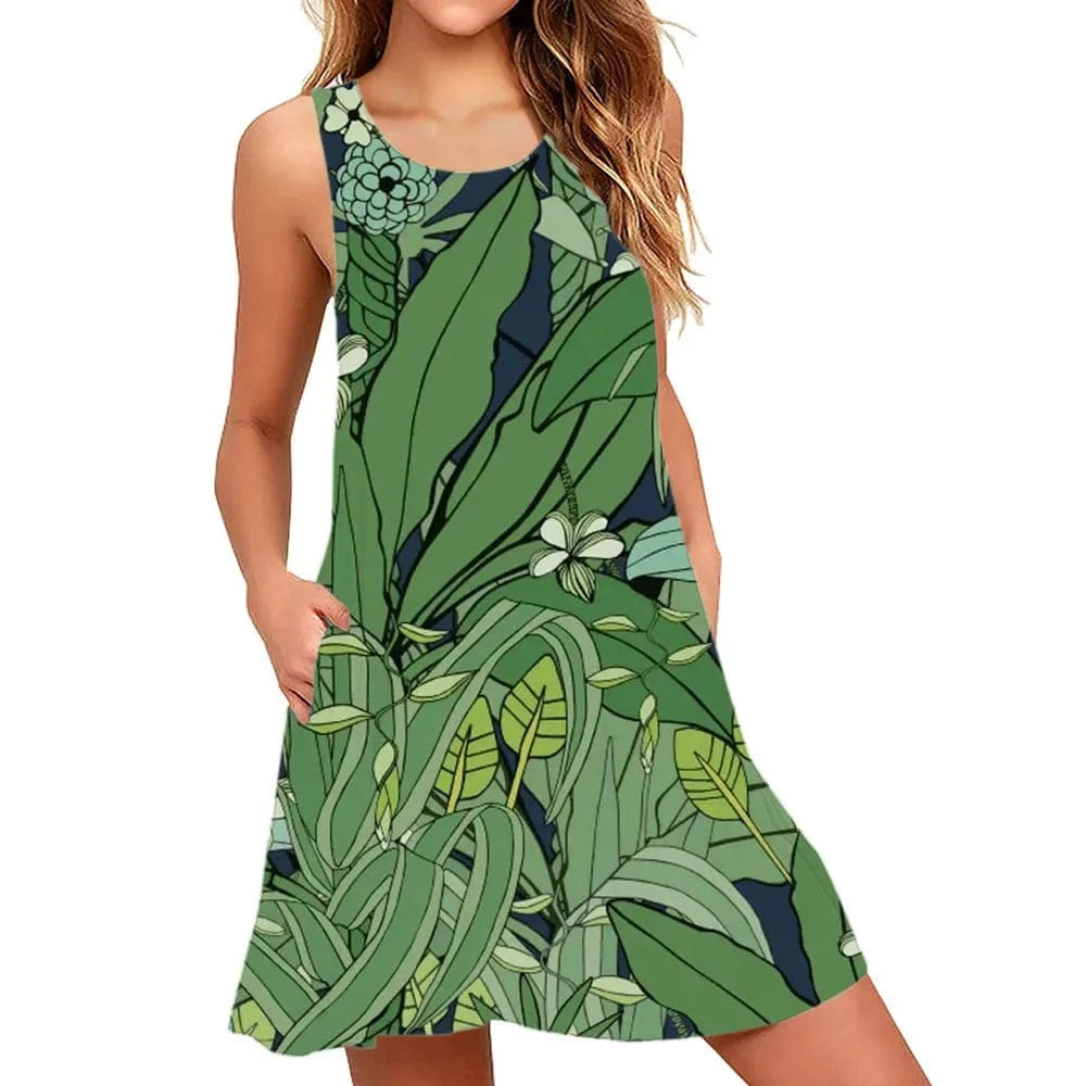 GarbPlanet Ten / S Women's Floral Sleeveless Summer Dress