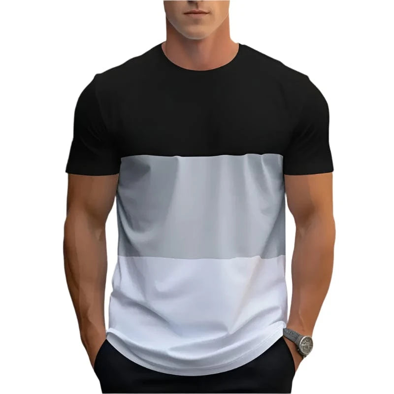 GarbPlanet TEN / XS Men's Round Neck Colour Block T-Shirt