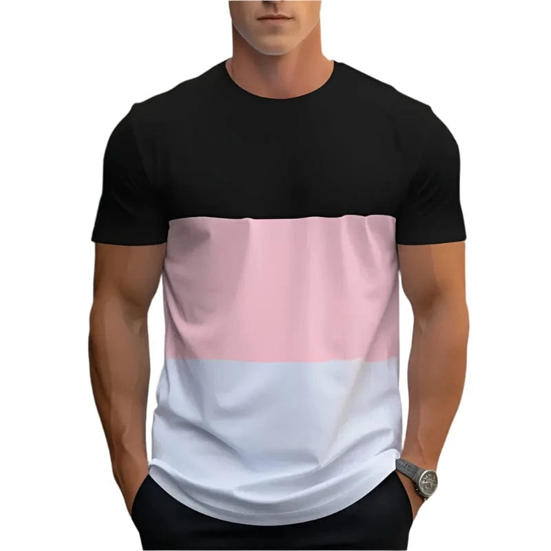 GarbPlanet THIRTEEN / XS Men's Round Neck Colour Block T-Shirt