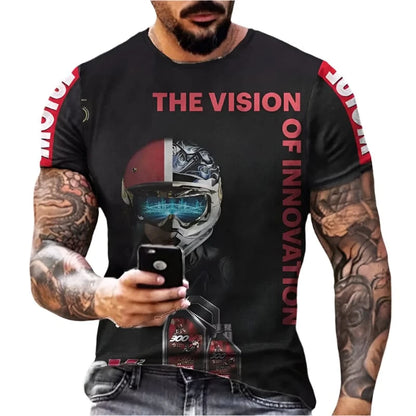 GarbPlanet Three / S Men's Casual Motorcycle Trend T-Shirt