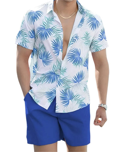 GarbPlanet Three / S Men's Summer Shirt And Shorts Set