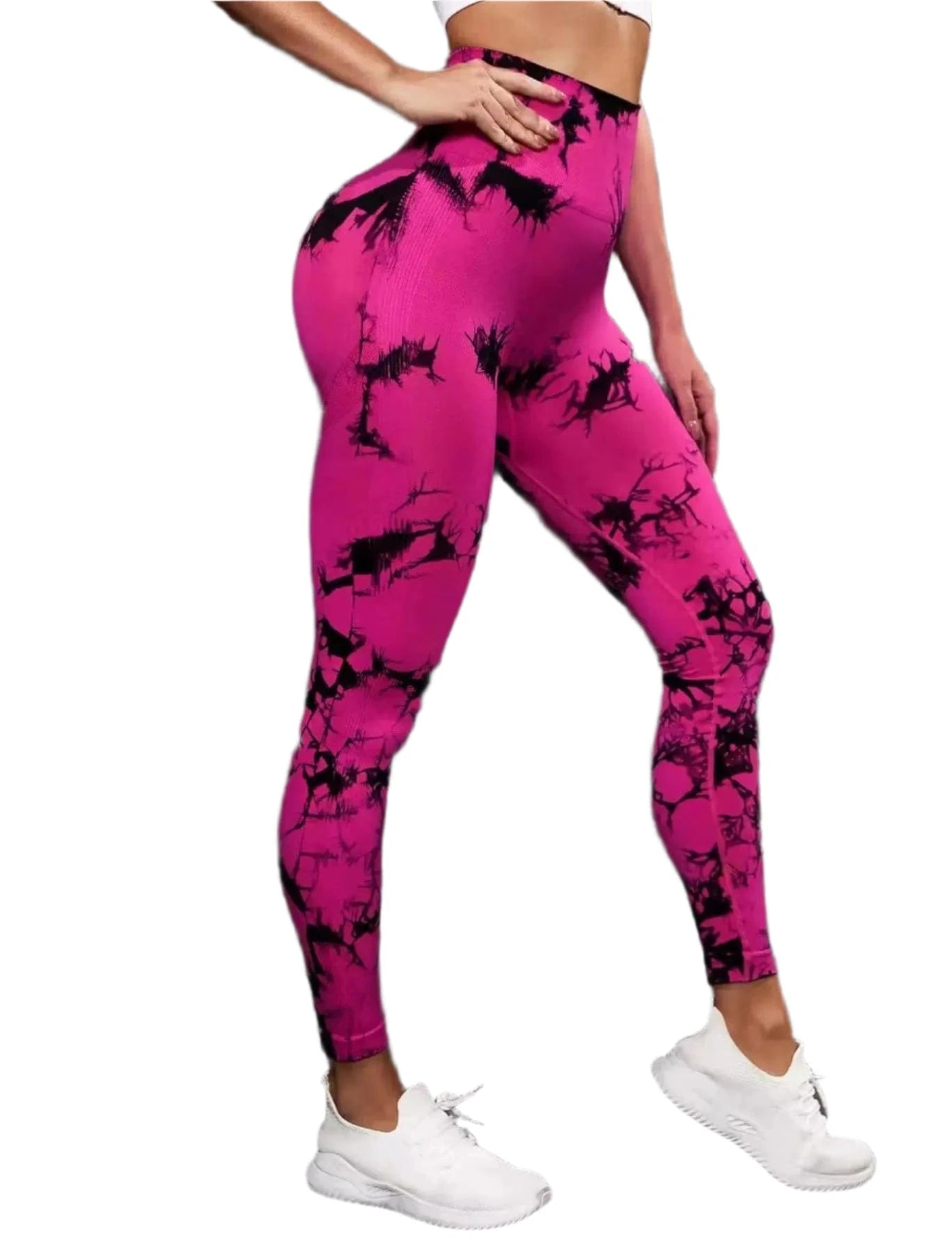 GarbPlanet Tie-Dye/Rose / S Women's Exercise High Waist Leggings