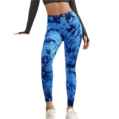 GarbPlanet Tie-Dye/Royal/Blue / S Women's Exercise High Waist Leggings