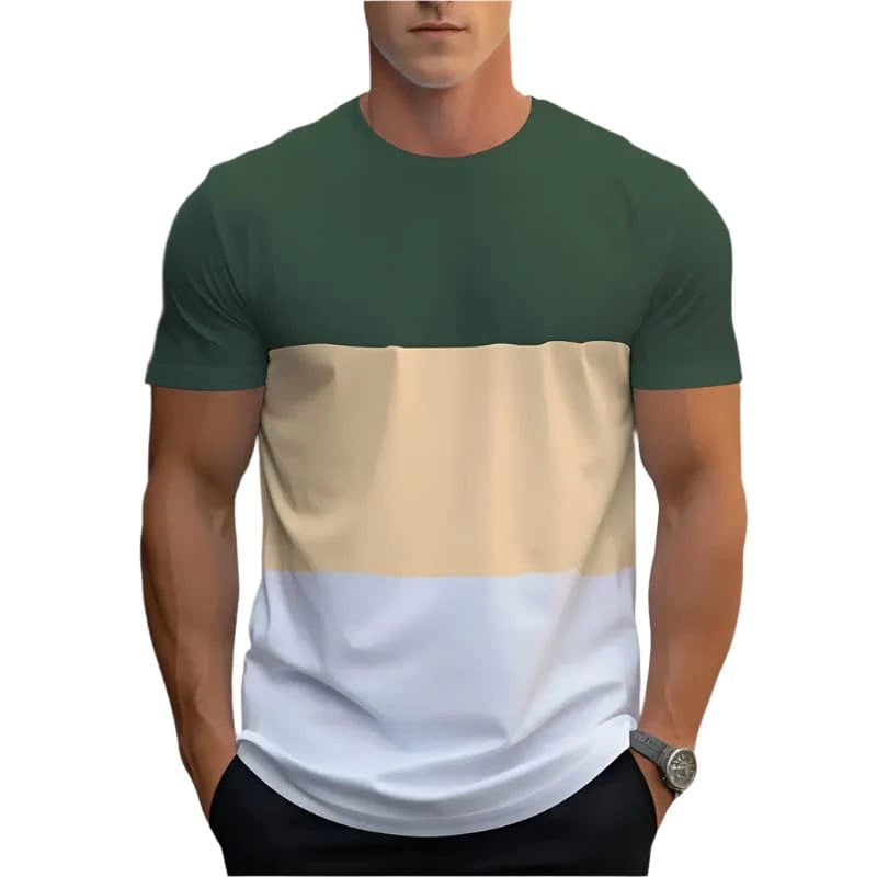 GarbPlanet TWO / XS Men's Round Neck Colour Block T-Shirt