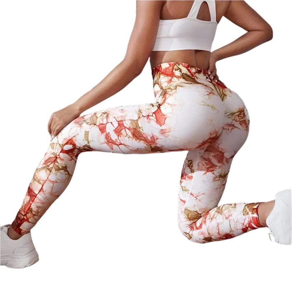 GarbPlanet White/Red/Yellow / S Women's Exercise High Waist Leggings