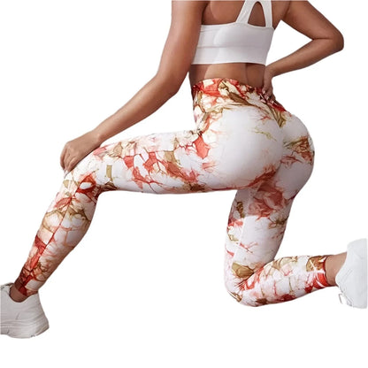 GarbPlanet White/Red/Yellow / S Women's Exercise High Waist Leggings