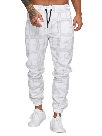 GarbPlanet White / S Men's Plaid Jogging Bottoms