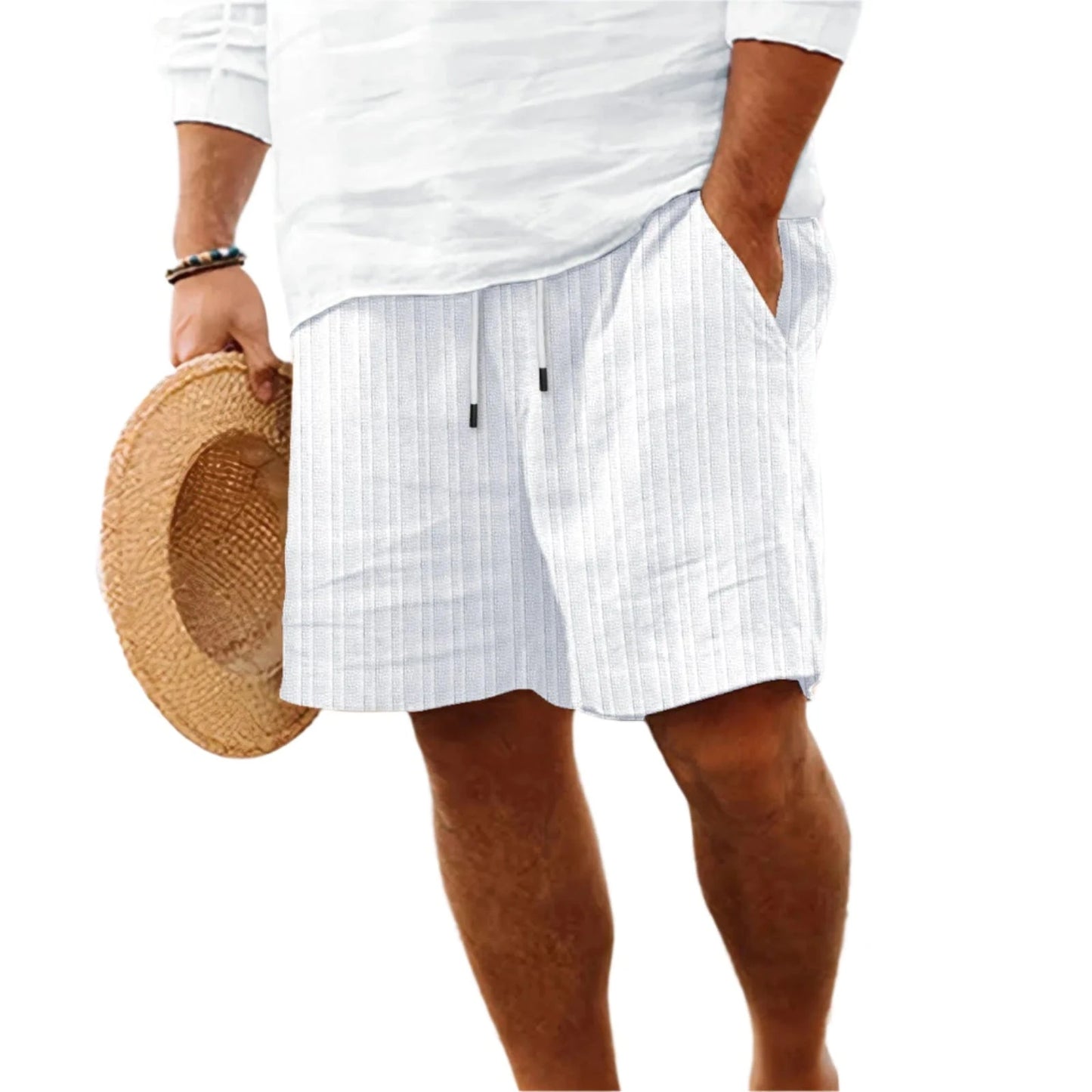 GarbPlanet White / S Men's Summer Casual Shorts