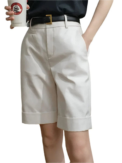 GarbPlanet White / S Women’s Tailored Knee-Length Shorts