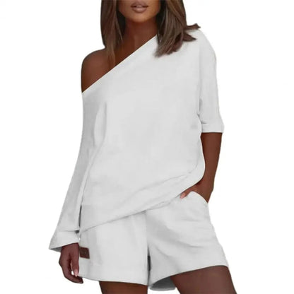 GarbPlanet White / S Women's Two Piece Shorts And Top