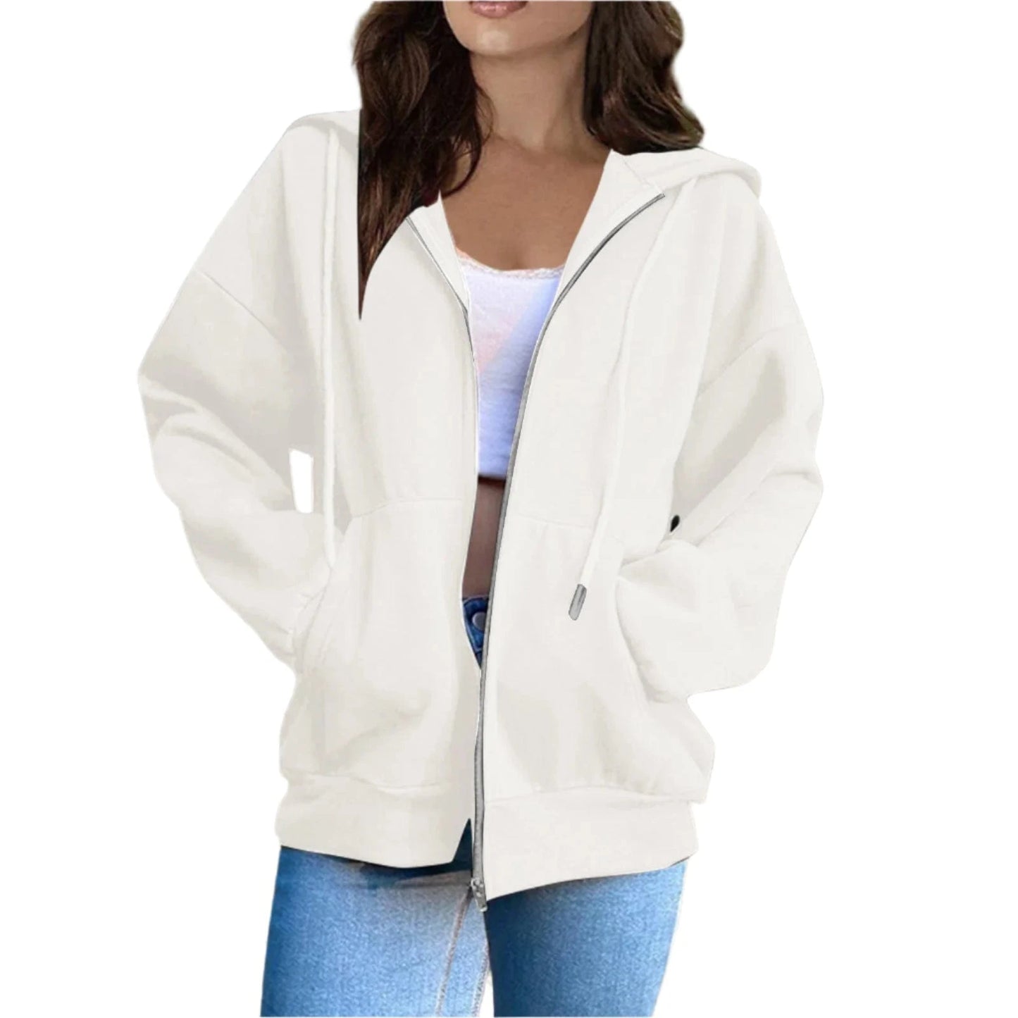 GarbPlanet White / S Women's Versatile Hooded Top