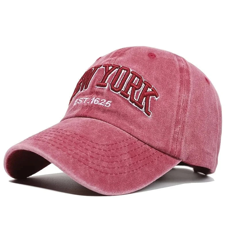 GarbPlanet Wine Red New York Logo Cotton Baseball Cap