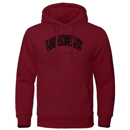 GarbPlanet Wine Red / S Men's Hooded Crewneck Hoodie