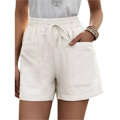 GarbPlanet Woman Shorts 2024 Fashion Women Linen Sweatshorts Summer Pockets High Waist Cotton Blend Pockets Elastic Waist Loose Shorts