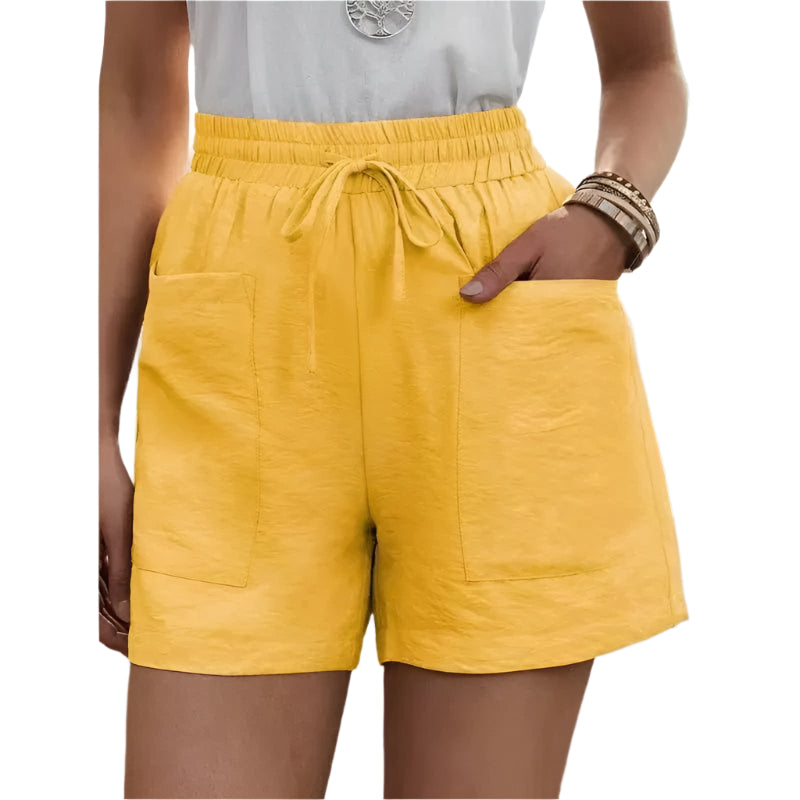 GarbPlanet Woman Shorts 2024 Fashion Women Linen Sweatshorts Summer Pockets High Waist Cotton Blend Pockets Elastic Waist Loose Shorts