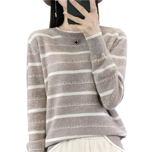 GarbPlanet Women's Fashion Striped Sweater