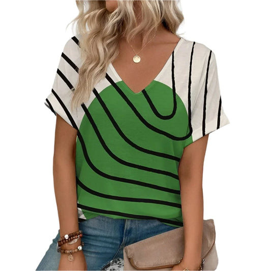 GarbPlanet Women's Geometric Casual T-Shirt