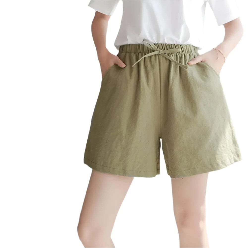 GarbPlanet Women's High Waist Drawstring Shorts