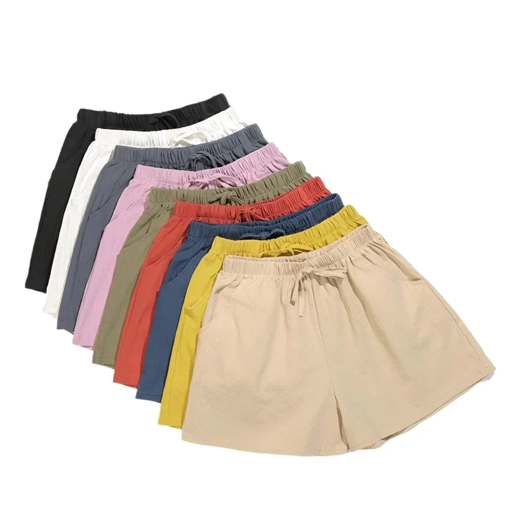 GarbPlanet Women's High Waist Drawstring Shorts