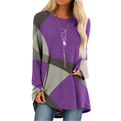 GarbPlanet Women's Loose-Fit Geometric Print Pullover Sweater