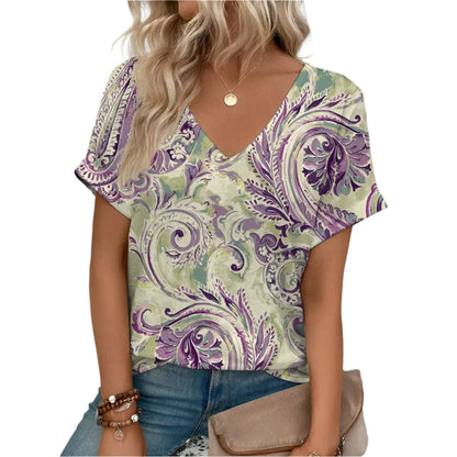 GarbPlanet Women's Summer V-neck Stylish T-shirt