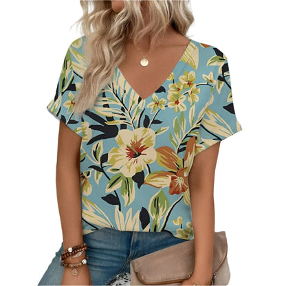 GarbPlanet Women's Summer V-neck Stylish T-shirt