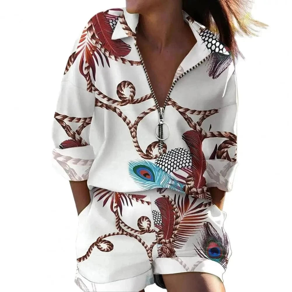 GarbPlanet Women's Two-Piece Shirt & Shorts Set