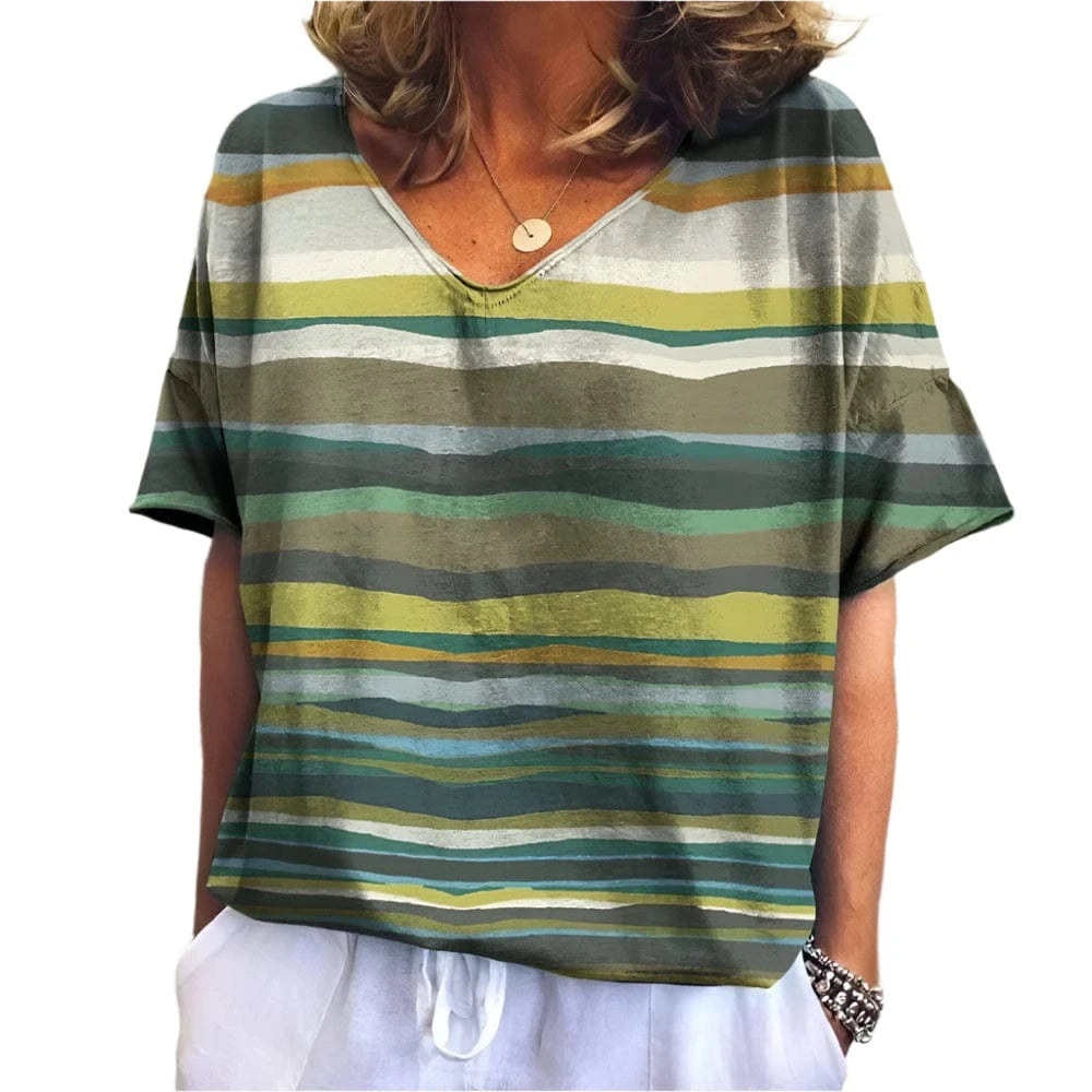 GarbPlanet Women's Vintage Striped Print T-Shirts