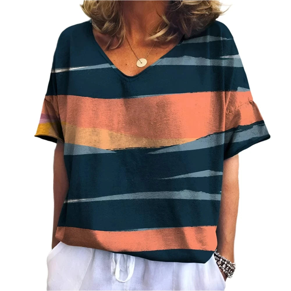 GarbPlanet Women's Vintage Striped Print T-Shirts