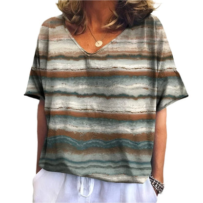 GarbPlanet Women's Vintage Striped Print T-Shirts